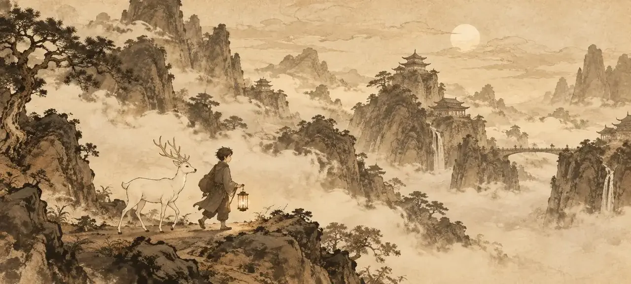 韩漫h推荐作品《鹿鸣山海志》主视觉插画